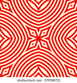Seamless pattern with symmetric geometric ornament. Ornamental mosaic texture. Kaleidoscope abstract background. Vector illustration 
