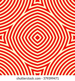 Seamless pattern with symmetric geometric ornament. Kaleidoscope ornamental red abstract background. Vector illustration