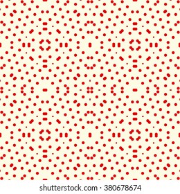 Seamless pattern with symmetric geometric ornament. Ornamental mosaic texture. Polka dot abstract background. Vector illustration