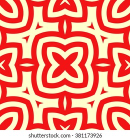 Seamless pattern with symmetric geometric ornament. Ornamental mosaic texture. Kaleidoscope abstract background. Vector illustration