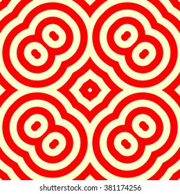 Seamless pattern with symmetric geometric ornament. Ornamental mosaic texture. Kaleidoscope abstract background. Vector illustration