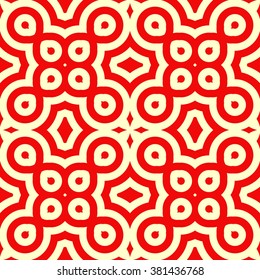 Seamless pattern with symmetric geometric ornament. Ornamental mosaic texture. Kaleidoscope abstract background. Vector illustration