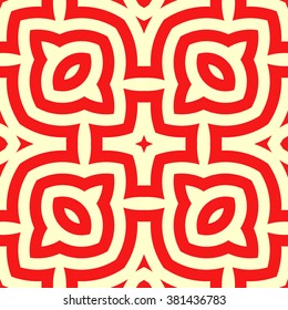 Seamless pattern with symmetric geometric ornament. Ornamental mosaic texture. Kaleidoscope abstract background. Vector illustration