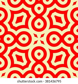 Seamless pattern with symmetric geometric ornament. Ornamental mosaic texture. Kaleidoscope abstract background. Vector illustration