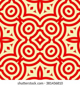Seamless pattern with symmetric geometric ornament. Ornamental mosaic texture. Kaleidoscope abstract background. Vector illustration