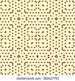 Seamless pattern with symmetric geometric ornament. Ornamental mosaic texture. Polka dot abstract background. Vector illustration