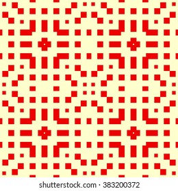 Seamless pattern with symmetric geometric ornament. Ethnic  ornamental texture. Native abstract background. Vector illustration.