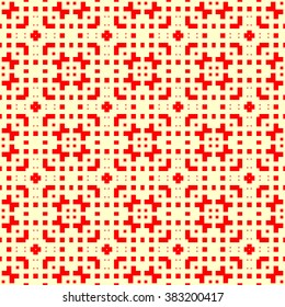 Seamless pattern with symmetric geometric ornament. Ethnic  ornamental texture. Native abstract background. Vector illustration.