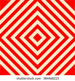 Seamless pattern with symmetric geometric ornament. Striped red white abstract background. Abstract repeated  wallpaper. Vector illustration