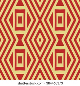Seamless pattern with symmetric geometric ornament. Tribal abstract background. Abstract repeated  wallpaper. Vector illustration