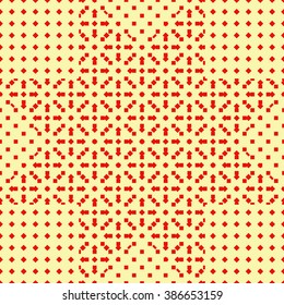 Seamless pattern with symmetric geometric ornament. Ornamental mosaic texture. Abstract background. Vector illustration