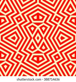 Seamless pattern with symmetric geometric ornament. Ornamental mosaic texture. Kaleidoscope abstract background. Vector illustration