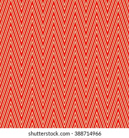 Seamless pattern with symmetric geometric ornament. Zigzag striped red white abstract background. Chevron abstract repeated wallpaper. Vector illustration