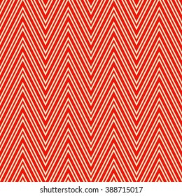 Seamless pattern with symmetric geometric ornament. Zigzag striped red white abstract background. Chevron abstract repeated wallpaper. Vector illustration