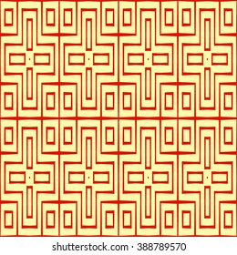 Seamless pattern with symmetric geometric ornament. Ornamental texture. Abstract background. Abstract repeated wallpaper. Vector illustration