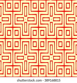 Seamless pattern with symmetric geometric ornament. Ornamental abstract background. Abstract repeated wallpaper. Vector illustration