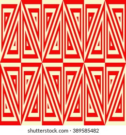 Seamless pattern with symmetric geometric ornament. Striped abstract background. Abstract repeated triangles wallpaper. Vector illustration