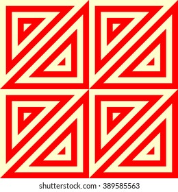 Seamless pattern with symmetric geometric ornament. Striped abstract background. Abstract repeated triangles wallpaper. Vector illustration