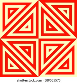 Seamless pattern with symmetric geometric ornament. Striped abstract background. Abstract repeated triangles wallpaper. Vector illustration