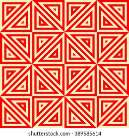 Seamless pattern with symmetric geometric ornament. Striped abstract background. Abstract repeated triangles wallpaper. Vector illustration