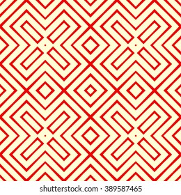Seamless pattern with symmetric geometric ornament. Ornamental abstract background. Abstract repeated wallpaper. Vector illustration