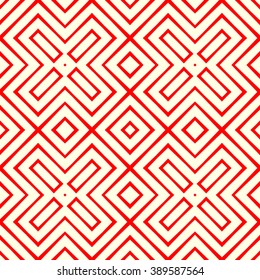 Seamless pattern with symmetric geometric ornament. Ornamental abstract background. Abstract repeated wallpaper. Vector illustration