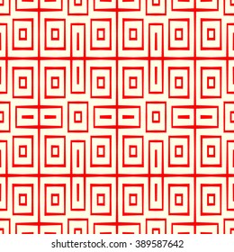 Seamless pattern with symmetric geometric ornament. Ornamental abstract background. Abstract repeated wallpaper. Vector illustration