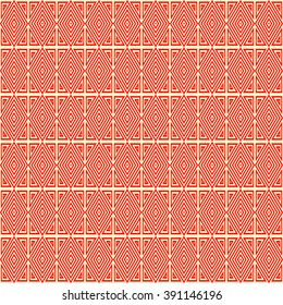 Seamless pattern with symmetric geometric ornament. Ethnic ornamental texture. Ikat abstract background. Vector illustration.