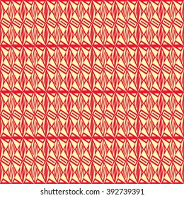 Seamless pattern with symmetric geometric ornament. Polygons  red white abstract background. Geometrical figures abstract. Abstract repeated wallpaper. Vector illustration 