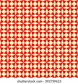 Seamless pattern with symmetric geometric ornament. Polygons red white abstract background. Geometrical figures abstract. Abstract repeated wallpaper. Vector illustration 