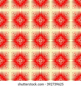 Seamless pattern with symmetric geometric ornament. Polygons red white abstract background. Geometrical figures abstract. Abstract repeated wallpaper. Vector illustration 