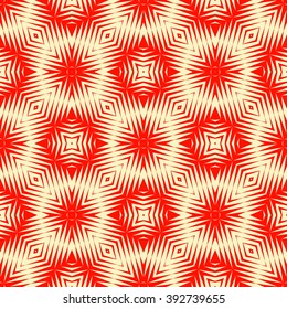 Seamless pattern with symmetric geometric ornament. Polygons red white abstract background. Geometrical figures abstract. Abstract repeated wallpaper. Vector illustration 