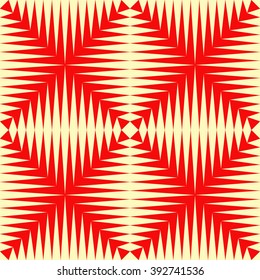 Seamless pattern with symmetric geometric ornament. Polygons red white abstract background. Geometrical figures abstract. Abstract repeated wallpaper. Vector illustration 