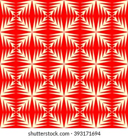 Seamless pattern with symmetric geometric ornament. Polygons red white abstract background. Geometrical figures abstract. Abstract repeated wallpaper. Vector illustration