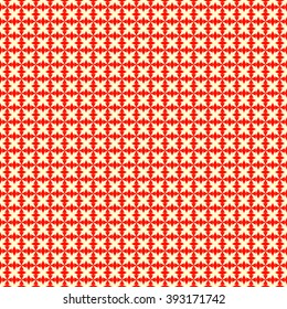 Seamless pattern with symmetric geometric ornament. Polygons red white abstract background. Geometrical figures abstract. Abstract repeated wallpaper. Vector illustration