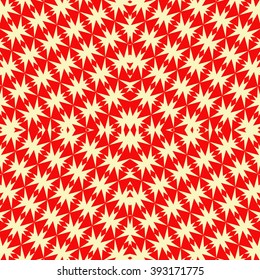 Seamless pattern with symmetric geometric ornament. Polygons red white abstract background. Geometrical figures abstract. Abstract repeated wallpaper. Vector illustration