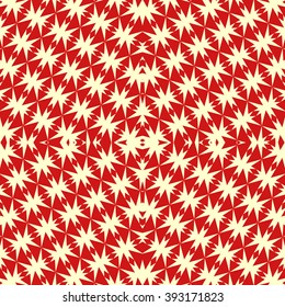 Seamless pattern with symmetric geometric ornament. Polygons red white abstract background. Geometrical figures abstract. Abstract repeated wallpaper. Vector illustration