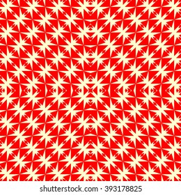 Seamless pattern with symmetric geometric ornament. Polygons red white abstract background. Geometrical figures abstract. Abstract repeated wallpaper. Vector illustration
