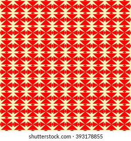 Seamless pattern with symmetric geometric ornament. Polygons red white abstract background. Geometrical figures abstract. Abstract repeated wallpaper. Vector illustration