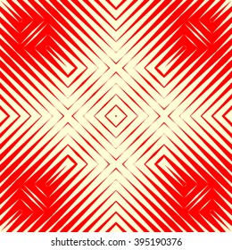 Seamless pattern with symmetric geometric ornament. Polygons red white abstract background. Geometrical figures abstract. Abstract repeated wallpaper. Vector illustration