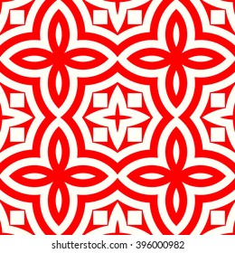 Seamless pattern with symmetric geometric ornament. Ornamental mosaic texture. Kaleidoscope abstract background. Vector illustration