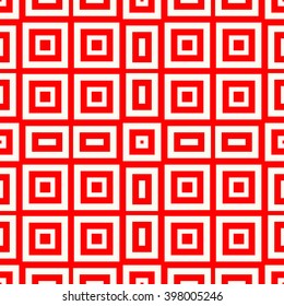 Seamless pattern with symmetric geometric ornament. Striped red white abstract background. Abstract repeated wallpaper. Vector illustration