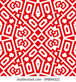 Seamless pattern with symmetric geometric ornament. Ornamental mosaic texture. Kaleidoscope abstract background. Vector illustration 