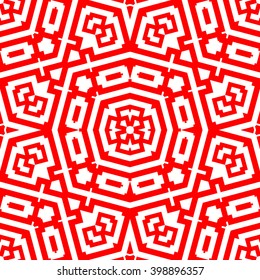 Seamless pattern with symmetric geometric ornament. Ornamental mosaic texture. Kaleidoscope abstract background. Vector illustration 