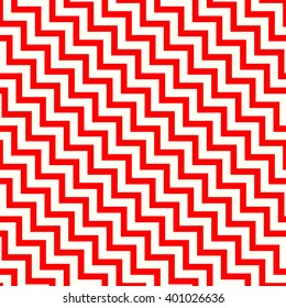 Seamless pattern with symmetric geometric ornament. Striped red white abstract background. Abstract repeated triangles wallpaper. Vector illustration