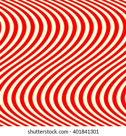 Seamless pattern with symmetric geometric ornament. Striped red white abstract background. Abstract repeated wavy lines wallpaper. Vector illustration