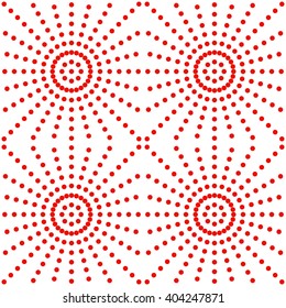Seamless pattern with symmetric geometric ornament. Red white circles abstract background. Abstract repeated spheres wallpaper. Vector illustration