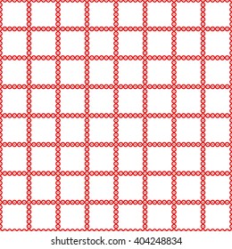 Seamless pattern with symmetric geometric ornament. Red white circles abstract background. Abstract repeated spheres wallpaper. Vector illustration