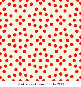 Seamless pattern with symmetric geometric ornament. Red white circles abstract background. Abstract repeated spheres wallpaper. Vector illustration