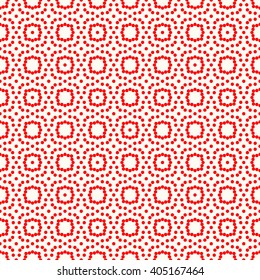 Seamless pattern with symmetric geometric ornament. Red white circles abstract background. Abstract repeated spheres wallpaper. Vector illustration